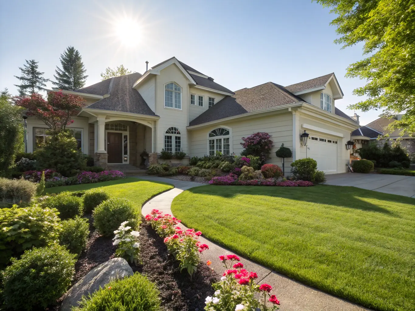 A residential house in Dane County, Wisconsin, with clean siding after power washing, showcasing the effectiveness of Optimized Pressure Washing LLC's residential services.